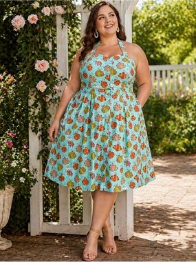 ModCloth Marisol Ladybug Print Retro Playful Fit Flare Dress 2X
